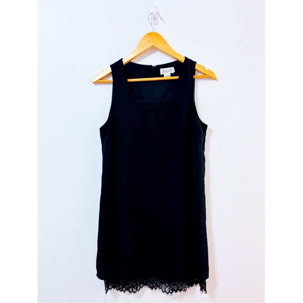 MOLLY BRACKEN Black Lace Trim Sleeveless Shift Dress Cocktail Small